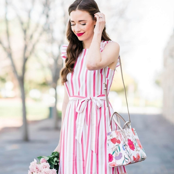 KATE SPADE BNWOT pink striped poplin midi dress - Picture 5 of 14